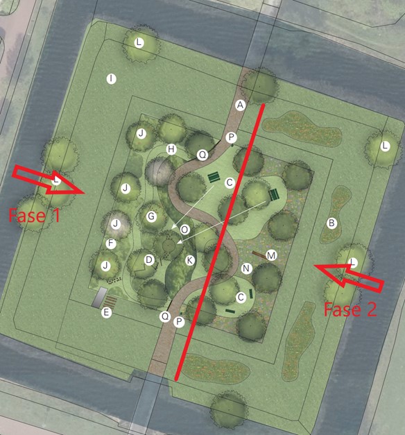 Fase 1 en fase 2 van de renovatie van het park